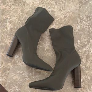 Fashion Nova olive green heeled boots